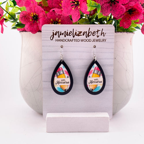 Teacher Pencil Earrings Teach