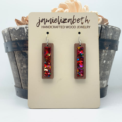 Red Confetti Acrylic Teardrops & Bars (Vault)