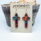 Mosaic Acrylic Cross - Earrings or Necklace
