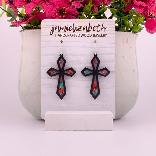 Divine Cross with Red and Teal Acrylic