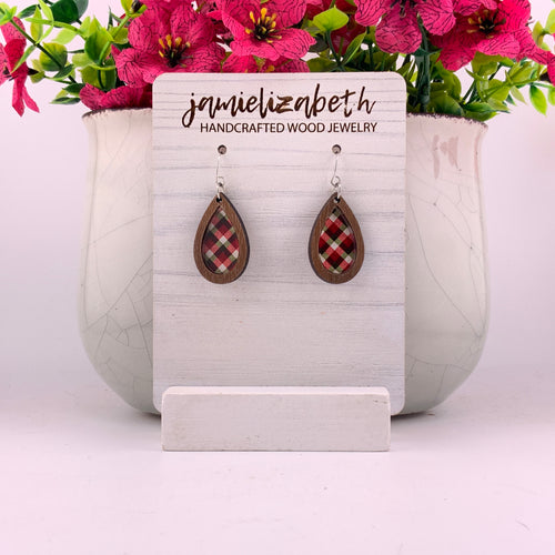 Berry Cozy Plaid Earrings