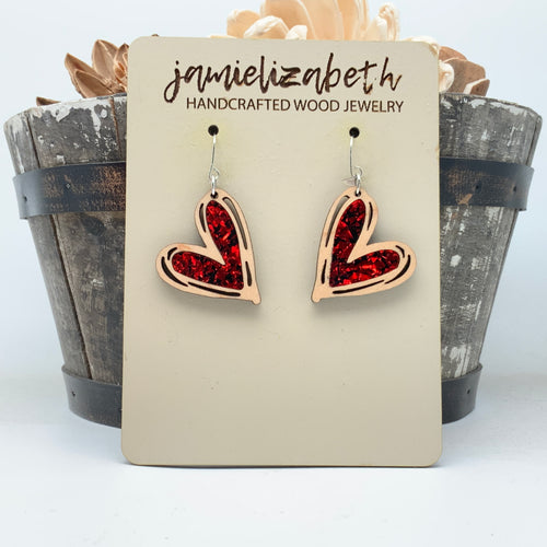 Fire Red Acrylic Hand-Drawn Hearts (Vault)