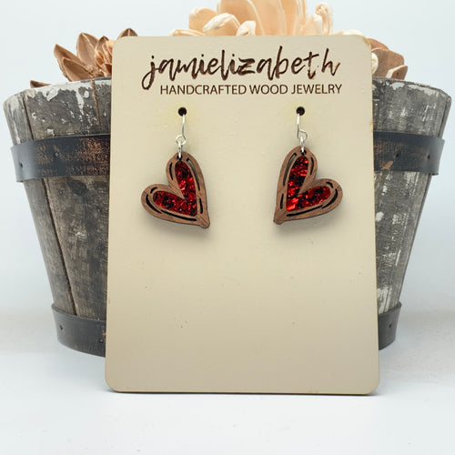 Fire Red Acrylic Hand-Drawn Hearts (Vault)