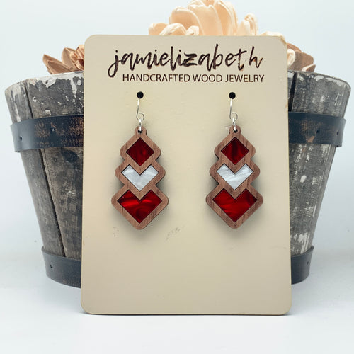 Red and White Diamond Drop - Earrings or Necklace (Vault)