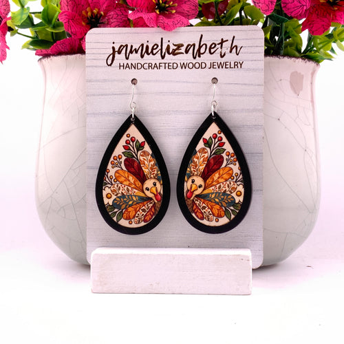 Gobble and Grace Turkey Teardrop Earrings