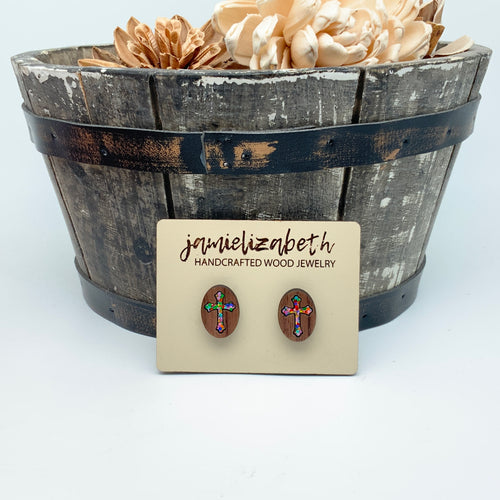 Cross - Oval Studs