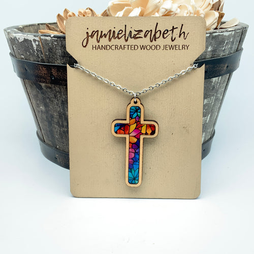 Mosaic Acrylic Cross - Earrings or Necklace