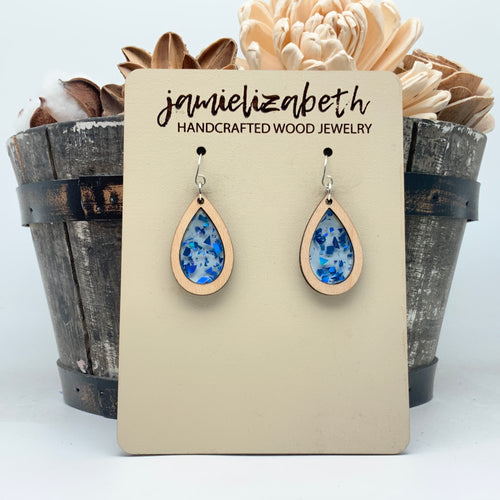 Blue and White Fleck - Earrings