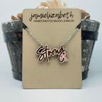 Strong Necklace with Ribbon -  Breast Cancer Awareness (Vault)