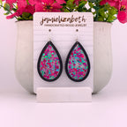 Pink and Teal Teardrop in Black - Large