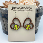 Softball Heart Earrings - Personalized OR Generic
