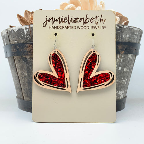 Fire Red Acrylic Hand-Drawn Hearts (Vault)