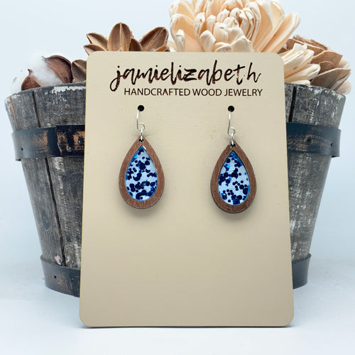 Blue and White Dots - Earrings
