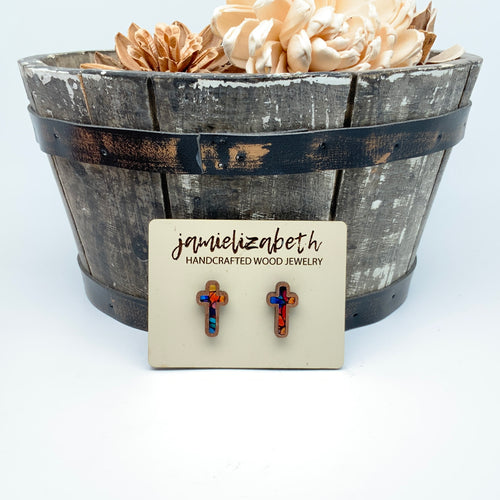 Mosaic Acrylic Cross - Earrings or Necklace