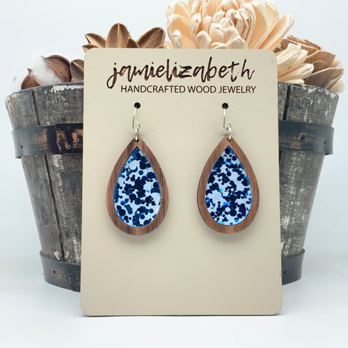 Blue and White Dots - Earrings