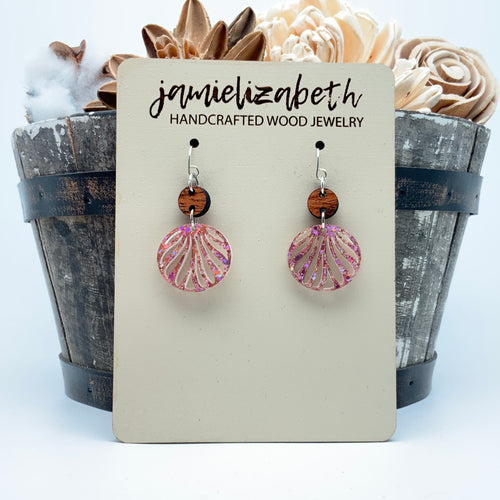 Pink Sparkle Shell Drop - Earrings (Vault)