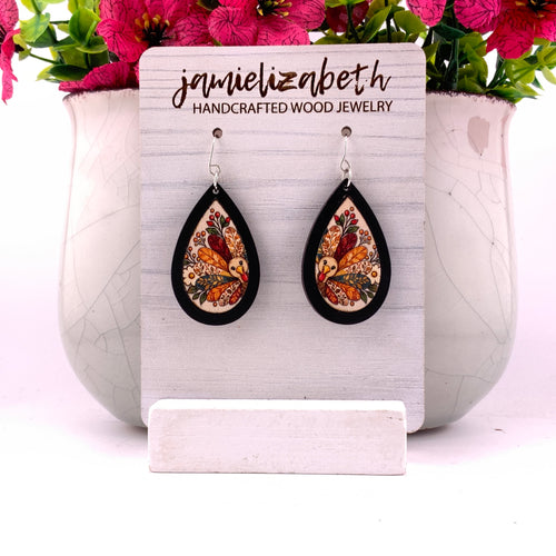 Gobble and Grace Turkey Teardrop Earrings