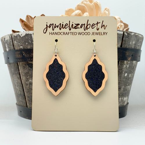 Black Shattered Glass Scallops - Earrings *Vault