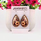 Autumn Bloom Wood Teardrop Earrings | Grain & Grace
