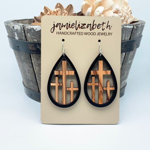 Olivewood Triple Cross framed in Black Wood
