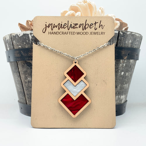 Red and White Diamond Drop - Earrings or Necklace (Vault)