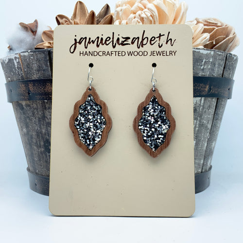Black & Silver Glitter  -  Earrings or Necklace