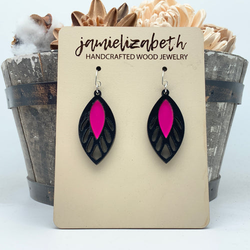 Black Masterpiece with Pink Inlay - Earrings (Vault)