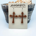 Wood Duo Cross - Earrings or Necklace