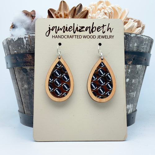 Football Fans (Gold mirror acrylic and black footballs) - Earrings or Necklace