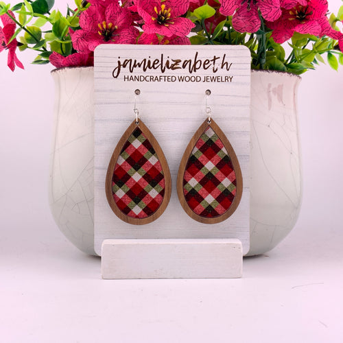 Berry Cozy Plaid Earrings