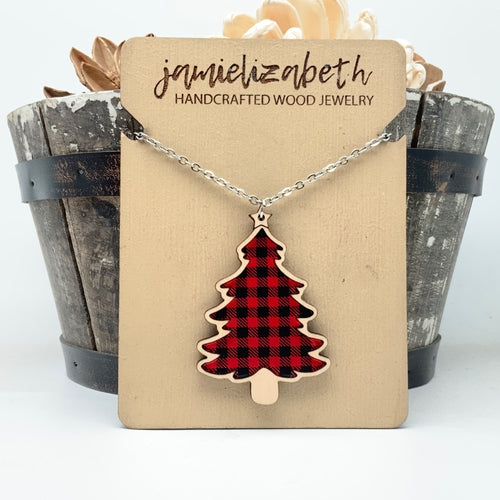Buffalo Plaid Christmas Tree - Earrings or Necklace (Vault)