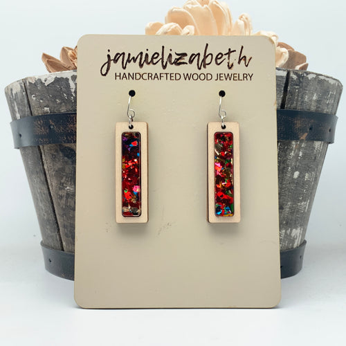 Red Confetti Acrylic Teardrops & Bars (Vault)