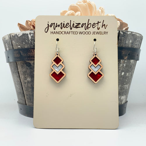 Red and White Diamond Drop - Earrings or Necklace (Vault)