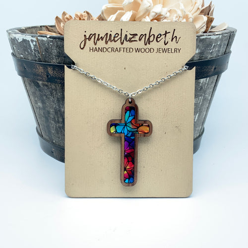 Mosaic Acrylic Cross - Earrings or Necklace