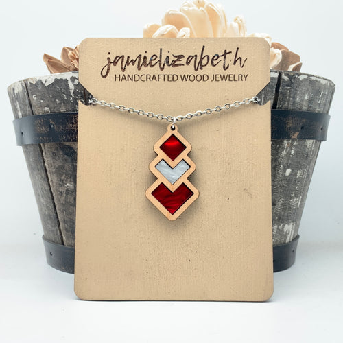 Red and White Diamond Drop - Earrings or Necklace (Vault)