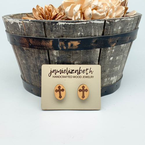 Cross - Oval Studs