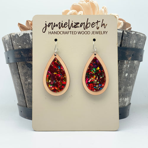 Red Confetti Acrylic Teardrops & Bars (Vault)