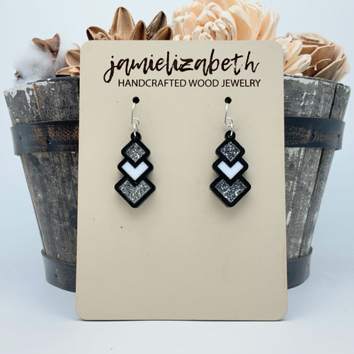 Silver and White Diamond Drops