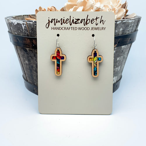 Mosaic Acrylic Cross - Earrings or Necklace