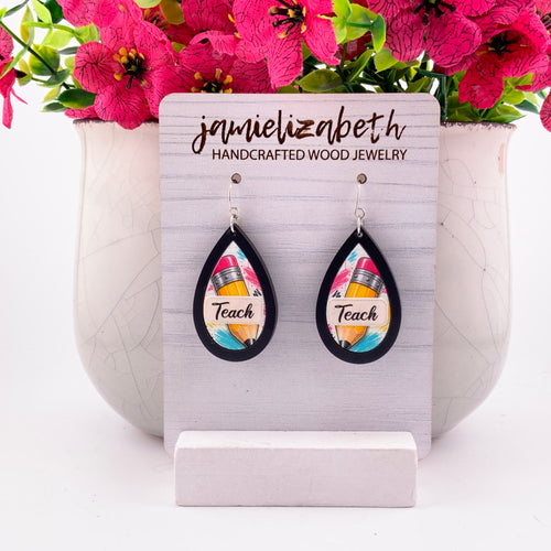 Teacher Pencil Earrings with Name