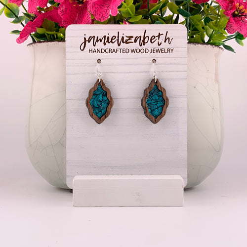 Turquoise Tooled Acrylic - Earrings