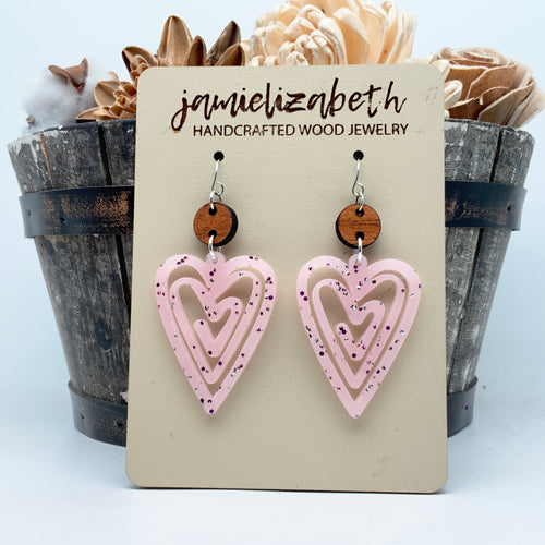 Speckled Pink Doodle Hearts - (Vault)