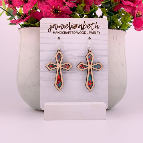 Divine Cross with Red and Teal Acrylic