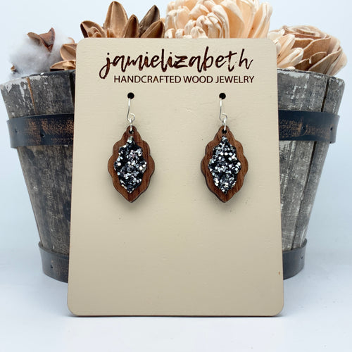 Black & Silver Glitter  -  Earrings or Necklace