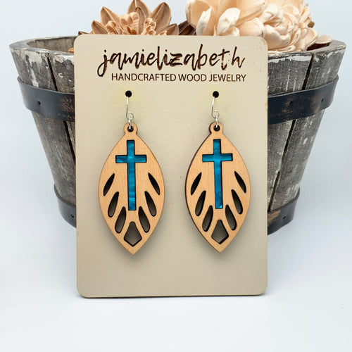 Angelic Blue Cross Masterpiece - Earrings