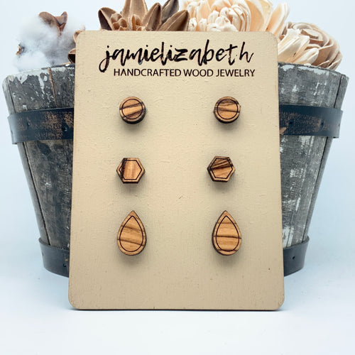 Olivewood Studs (Discount if you buy as a Trio!) (Vault)