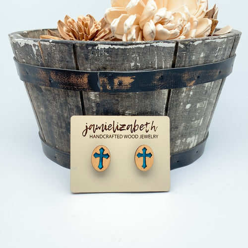 Cross - Oval Studs