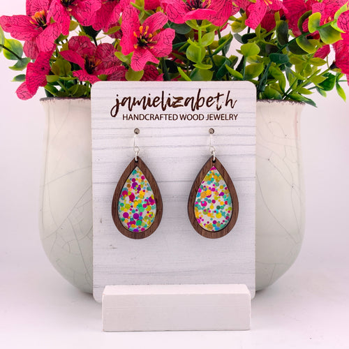 Pink Gold and Teal Teardrops