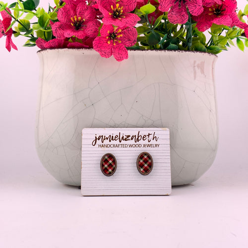 Berry Cozy Plaid Earrings