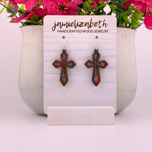 Divine Cross with Red and Teal Acrylic